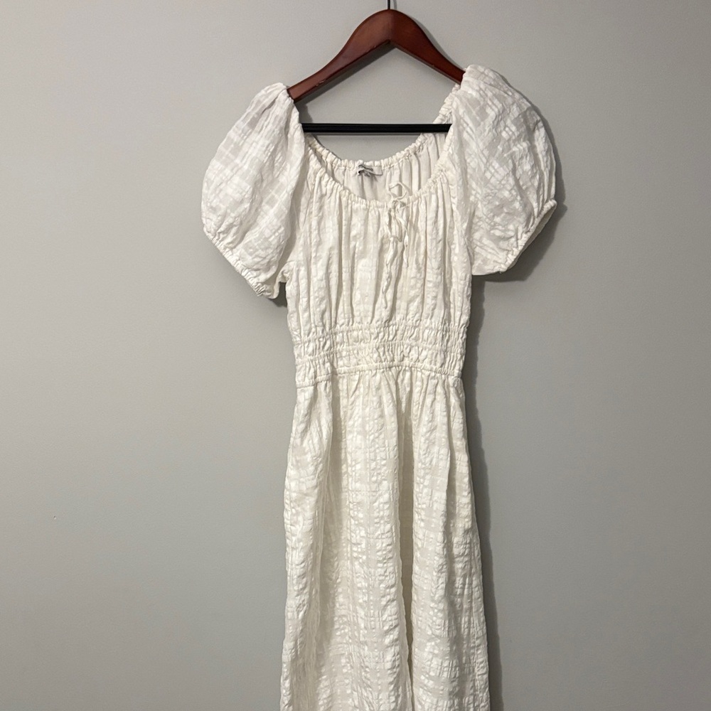 Madewell Ivory Puff Sleeve Midi Dress